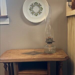 Vintage  made in America glass  eagle brand hurricane  oil lamp